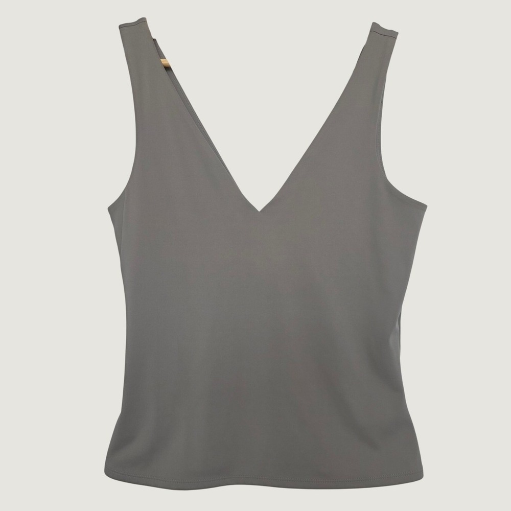 Express Body Contour Tank Women Medium Taupe Excellent V-Neck Sleeveless Top - Picture 2 of 9